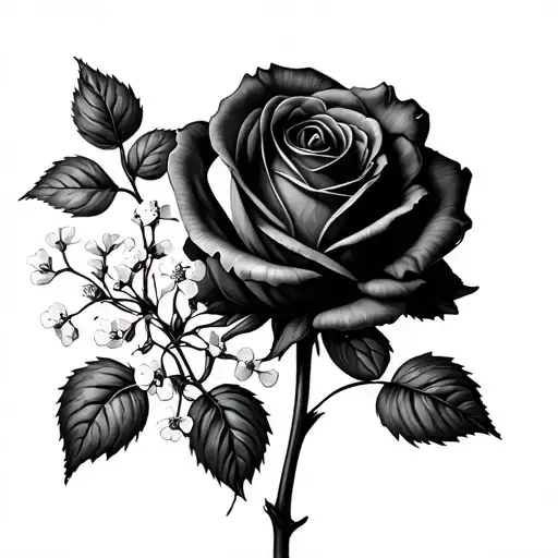 Rose Baby Breath And Number 9