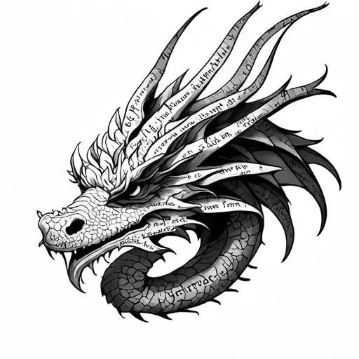 Dragon Shape Made Entirely With Song Lyrics Written