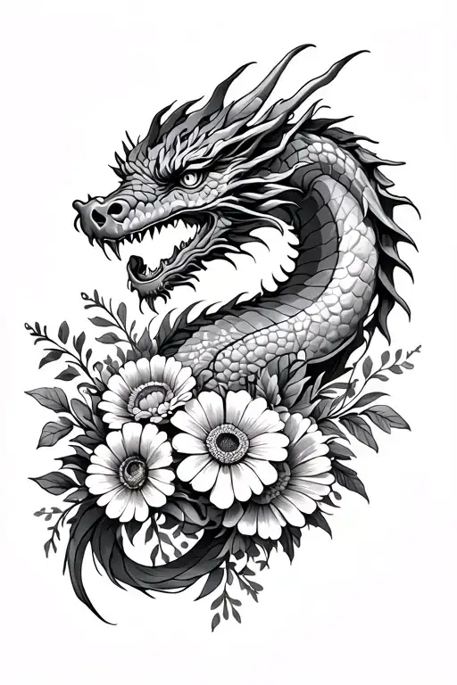 Dragon And Marigolds And Cosmo Flower Bouquet