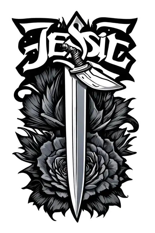 The Name Jessie With A Flip Dagger Going Throw It