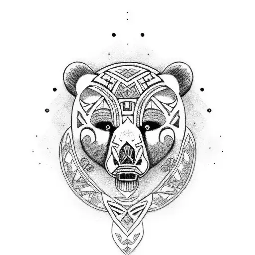 Polynesian Style With Ornaments And Bear