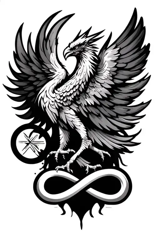 Phoenix With Infinity Symbol And Strength Symbol
