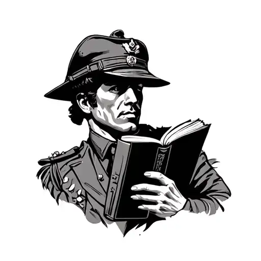 Military Profile Holding A Book
