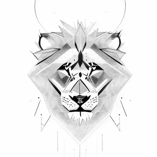Create A Tattoo Featuring A Lion And A Wolf In A Black-grey Style
