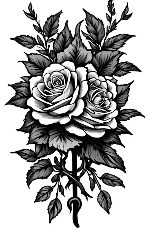 Filipino Symbol And Roses Intertwined