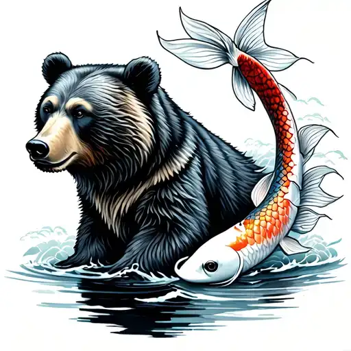 Finelie Of A Bear And A Koi Fish