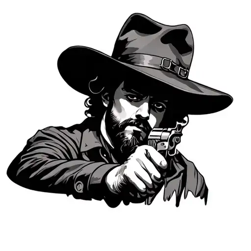 Benjamin Frany With Hat And Holding A Gun