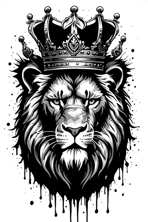Crowned Lion Head With Paint Splatter
