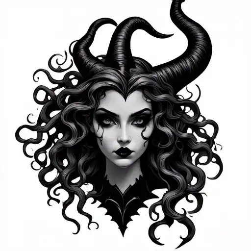 Create A Tatto Symbolising Medusa And Maleficent