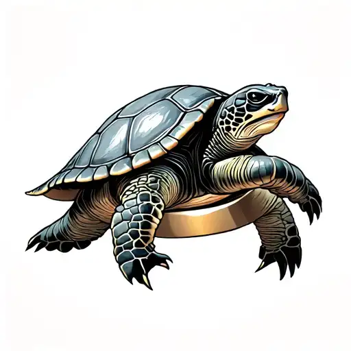 Sea Turtle Karate Chopping A 6 Pack Ring