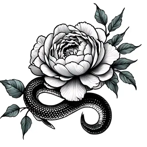 Peonies And Snake