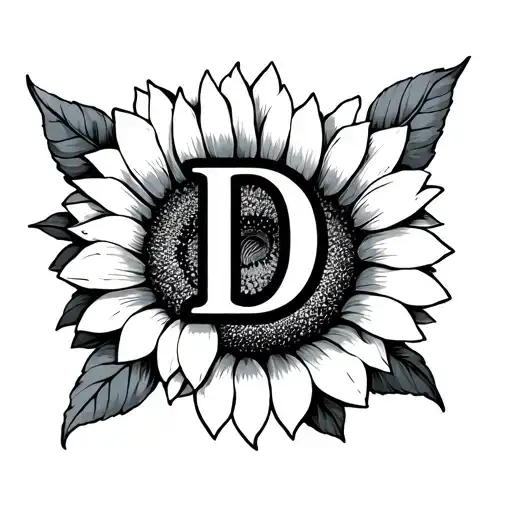 An Initial D With Sunflowers To The Sides And That Is For The Forearm