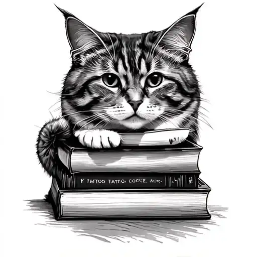 Books And Coffee And Cat