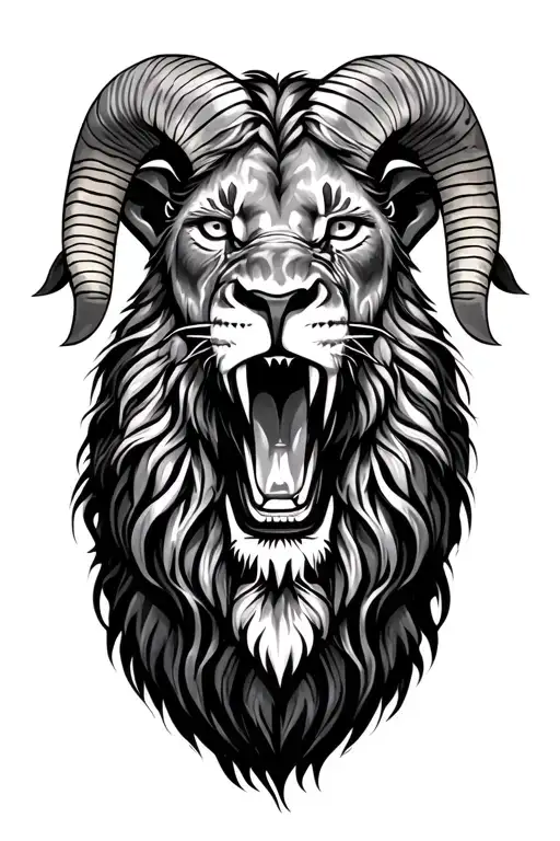 Ram Reflecting A Lion Roaring