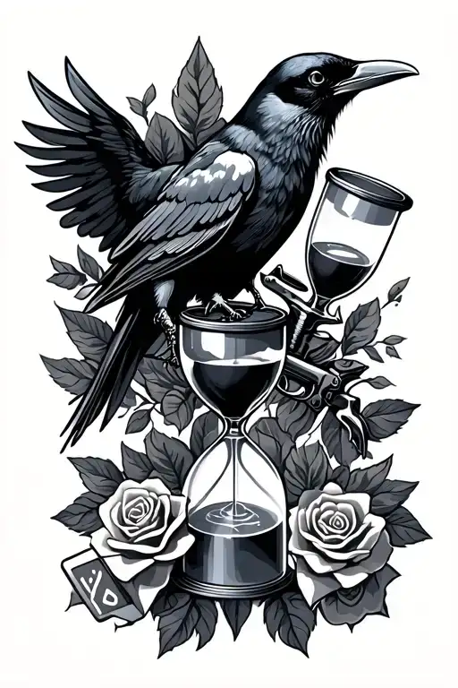 Crows Dice Cards Guns Roses Hourglasses