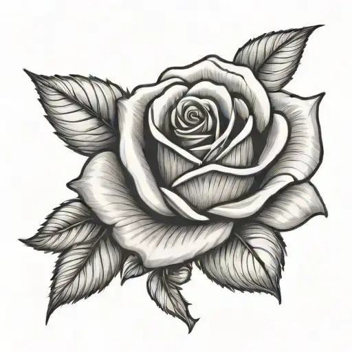 A Straight Rose With 3 Leaves