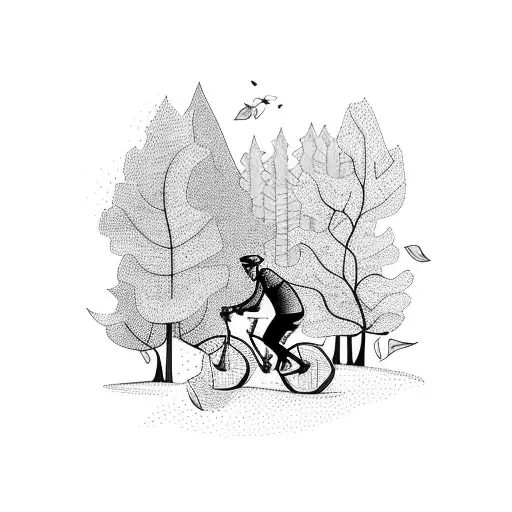 A Cyclist Riding Through A Forest With Vibrant Autumn Leaves
