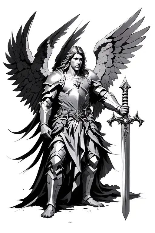 Archangel With Armor Holding A Sword