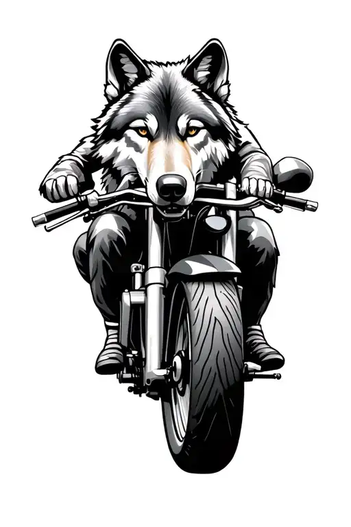 Motor Bike And Wolf