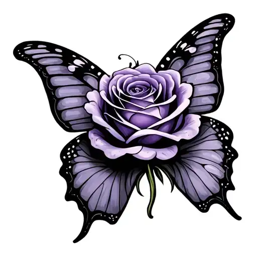 Rose Black And Purple Butterfly