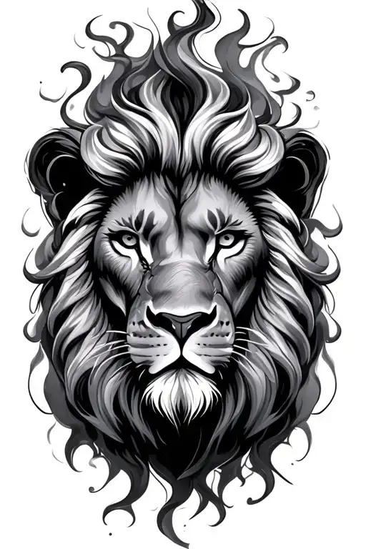 Lions Face With Mane Made Of Smoke Forming The Shape