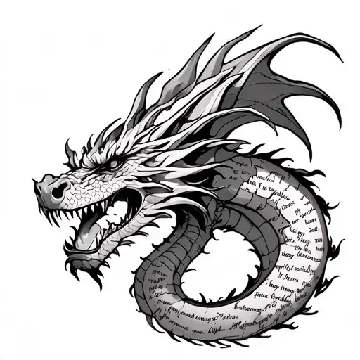 Dragon Shaped Entirely With Song Lyrics Flowing