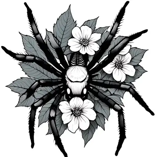 Spider With Leaves Blossoming