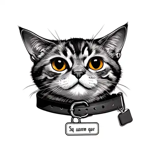 Outline Tattoo Of A Cat Collar With A Name Tag With No Cat