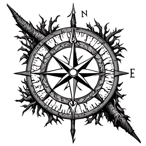 Viking Compass With Symbolizing Space And Time Immortality Tree Of Life