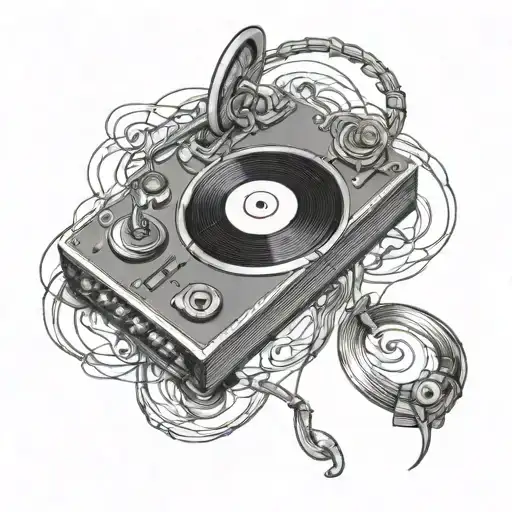 Record Player Music Note Intertwined