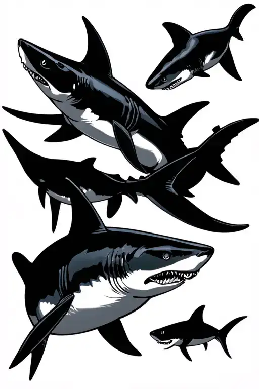 Black Shark Family Silhouette