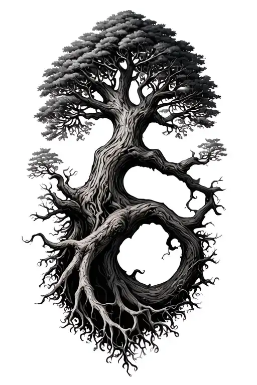 Tree Of Life With Midevil Roots Reaching Deep
