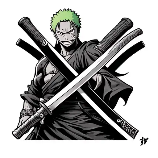 An X Throws With The Zoro Katana Of One Piece