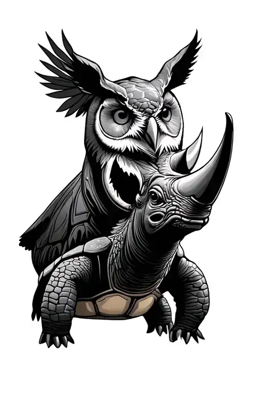 Rhino Turtle And Owl