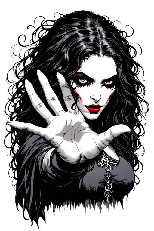 Gothic Female Vampire Reaching Out With Hand