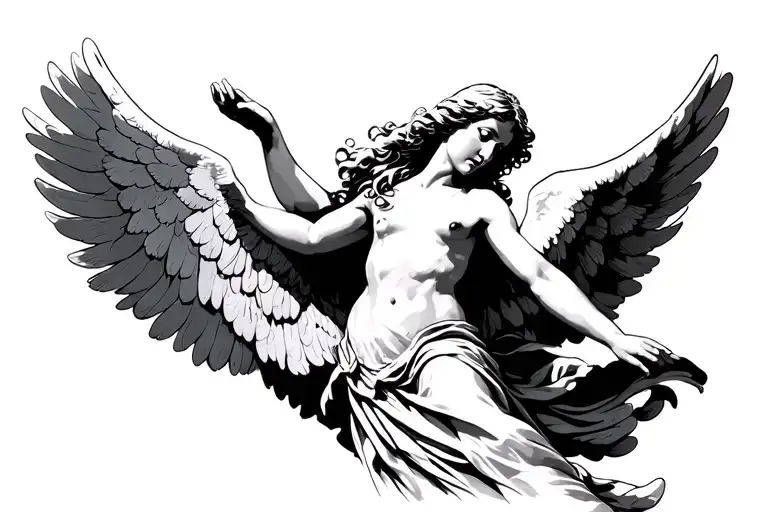 Ascending Angel With Wings Spread With Background