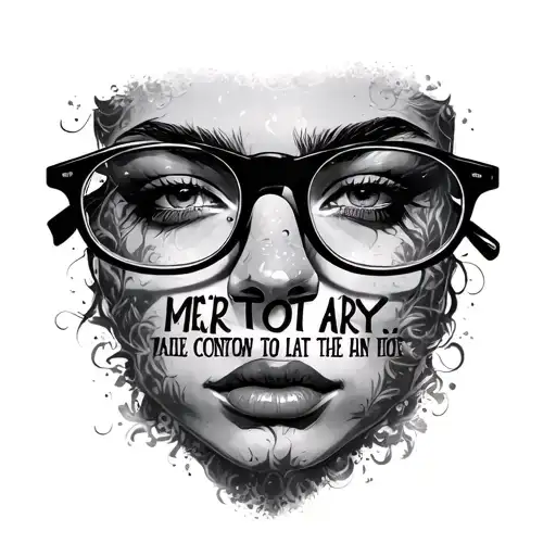 Thick Rimmed Glasses With Quote Written Underneath