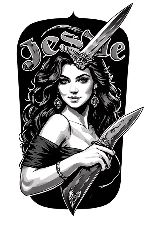 The Name Jessie With A Flip Dagger Going Throw It