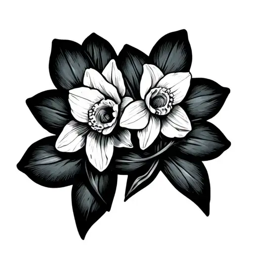 Two Daffodils Tied Together With A Cancer Ribbon