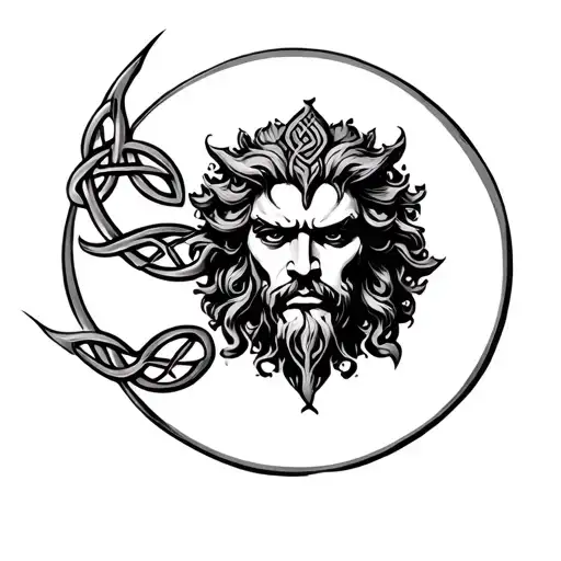 Green Man Surrounded By Celtic Knots