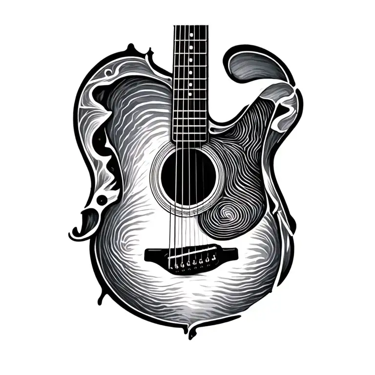 Thumb Print Inside A Guitar