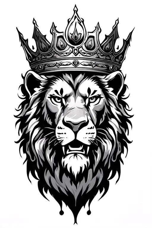 Crowned Lion Head With Paint