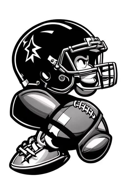 American Football Helmet And Ball Character