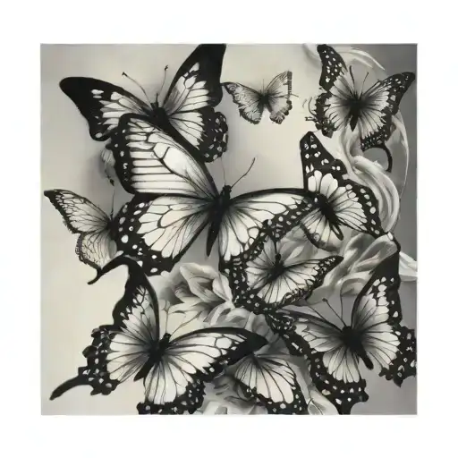 Butterflies Flying Away Turning Into Angel Wings