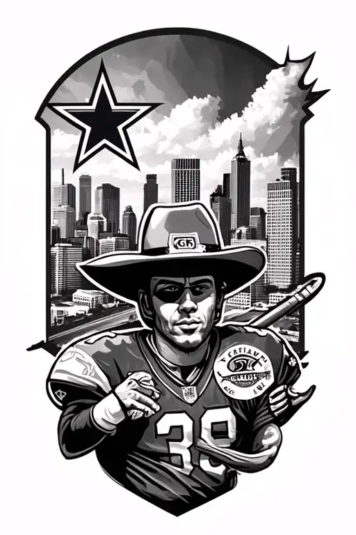 Sleeve Tatto With Mendoza Amd Dallas Cowboys And City Of Dallas