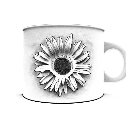 Coffee Mug With Daisys Growing Out Of It