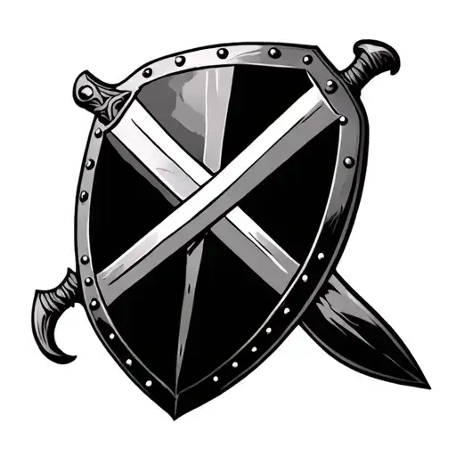 Knights Templar Shield With Sword Vertically Behind