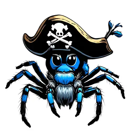 Blue Jumping Spider Wearing A Pirate Hat