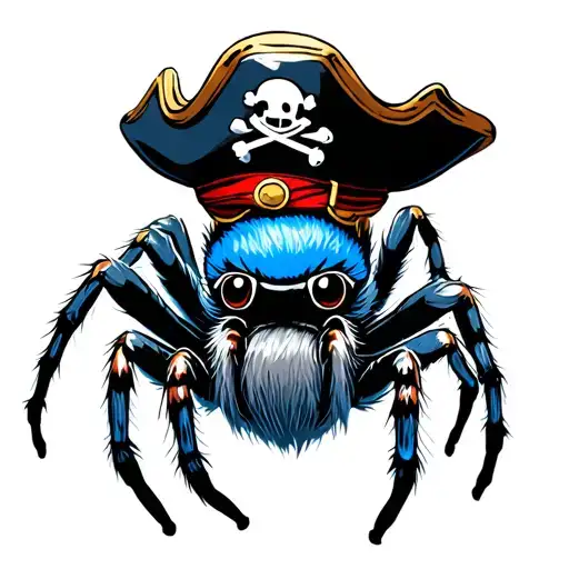 Blue Jumping Spider Wearing A Pirate Hat