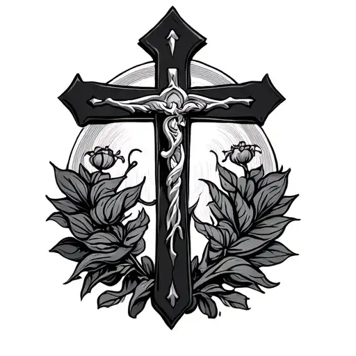 Word Family Under The Cross Tattoo Design